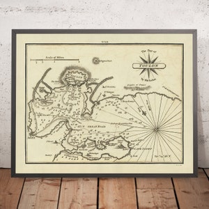 Old Bay of Toulon Nautical Chart by Heather, 1802: Fortifications, Soundings, Military Installations