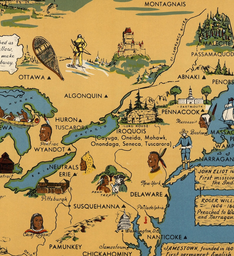 Old Map of Native Americans 1944 - Indians of USA: Historic Tribes ...