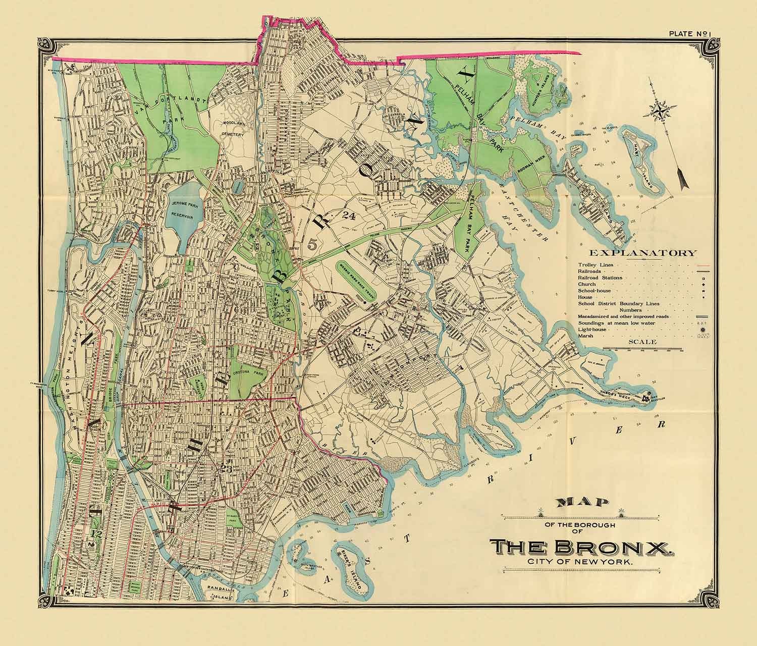 Old Map of the Bronx in 1900 by Hyde and Co. New York City Etsy UK