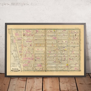 Old Map of Chelsea, New York City, 1879: 6th to 13th Ave, Theological Seminary, Retort House, Grand Opera House