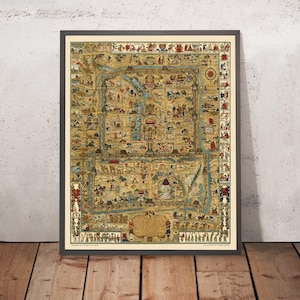 Old Pictorial Map of Beijing by Dorn, 1936: Forbidden City, Temple of Heaven, Summer Palace, Ming Tombs, Great Wall