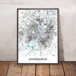 Modern City Map of Ahmedabad, Gujarat: Sabarmati River, Kankaria Lake, C.G. Road, S.G. Highway, Vastrapur