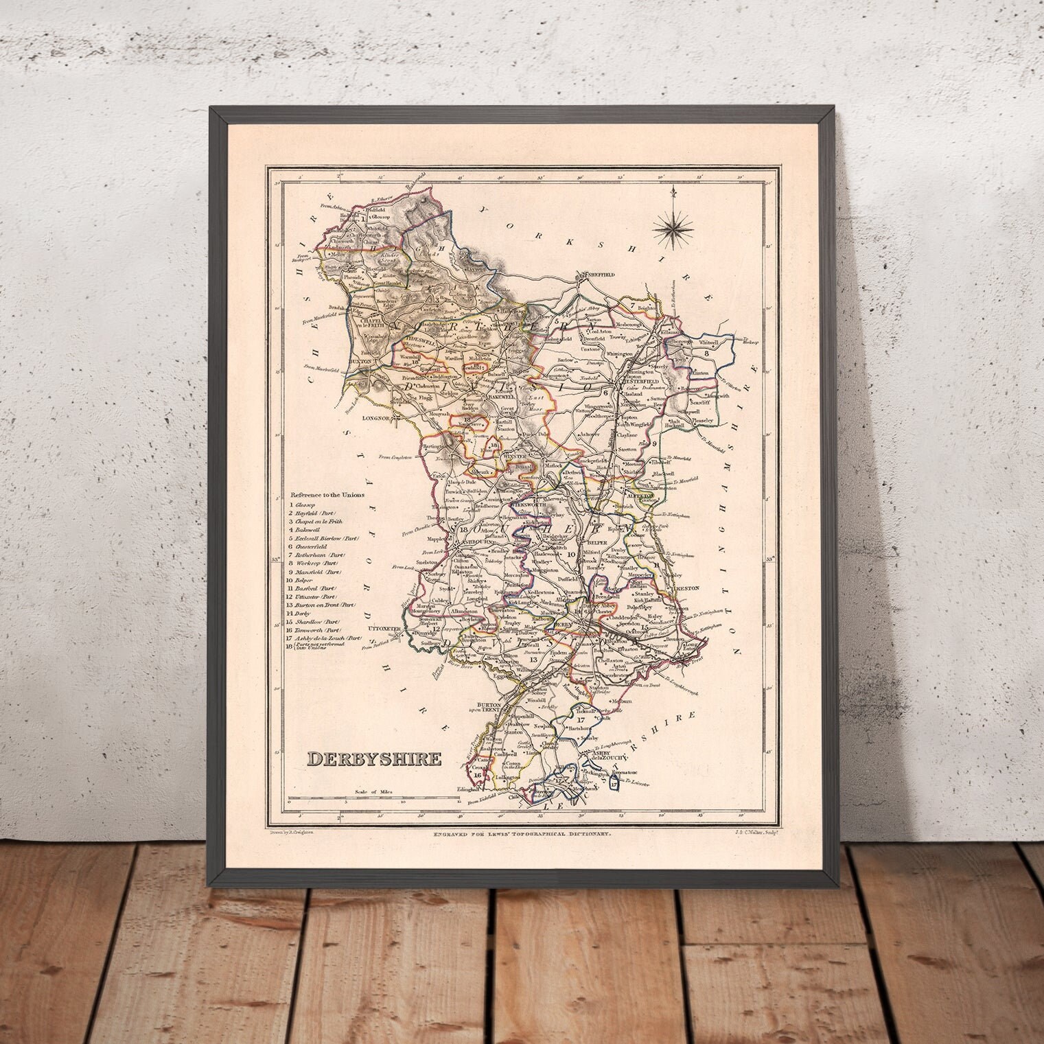 Old Map Of Derbyshire By Samuel Lewis 1844 Buxton Ashbourne Matlock Old Map Of Derbyshire By Samuel Lewis 1844 Buxton Ashbourne Matlock