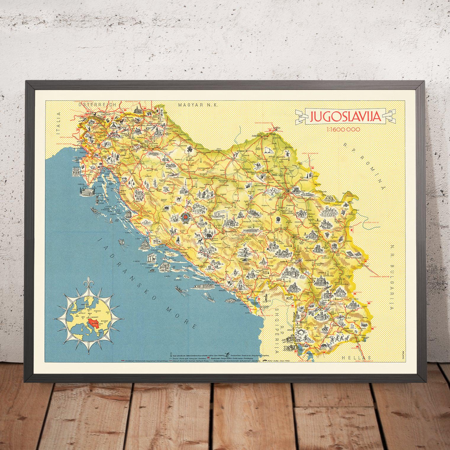 ユーゴスラビア地図 JUGOSLAVIJA tourist map Antique Yugoslavia