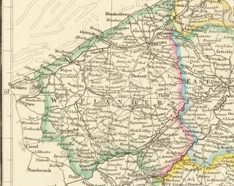 1858 年のオランダとベルギーの古地図 - オランダ、フランドル
