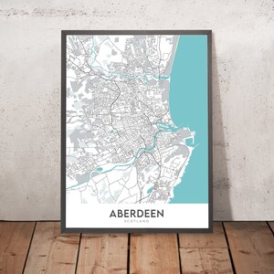 Modern City Map of Aberdeen, Scotland: City Centre, Old Aberdeen, Union St, River Dee, Marischal College