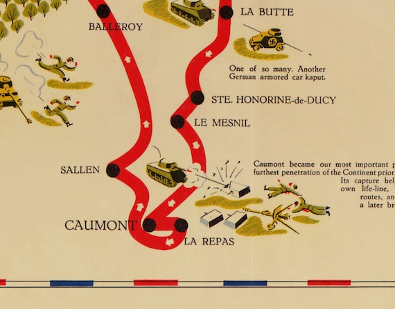 1944 年ノルマンディー上陸作戦の古地図 - 北フランスの第 743