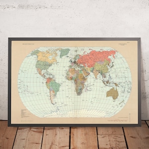 Old Political World Map, 1967: Cold War Era, Detailed Political Boundaries