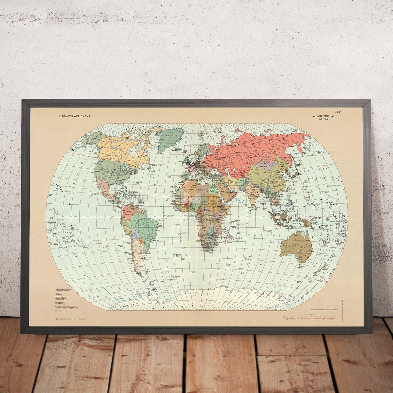 Old Political World Map, 1967: Cold War Era, Detailed Political ...