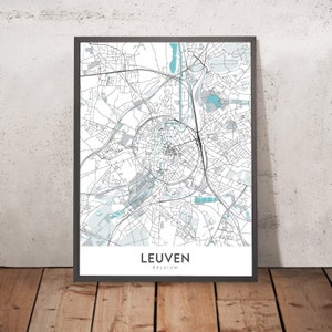 Modern City Map of Leuven, Belgium: Town Hall, University, Botanical Garden, E40, A2