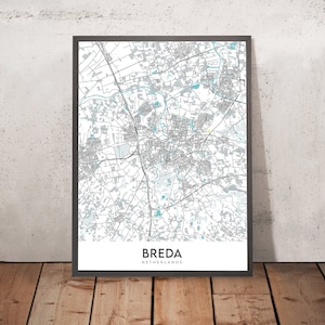 Modern City Map of Breda, Netherlands: Grote Kerk, Kasteel van Breda, Stedelijk Museum Breda, A16, A27