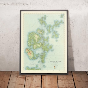Old OS Map of Orkney Islands by Bartholomew, 1901: Kirkwall, Stromness, Scapa Flow, Hoy, Pentland Firth, Mainland