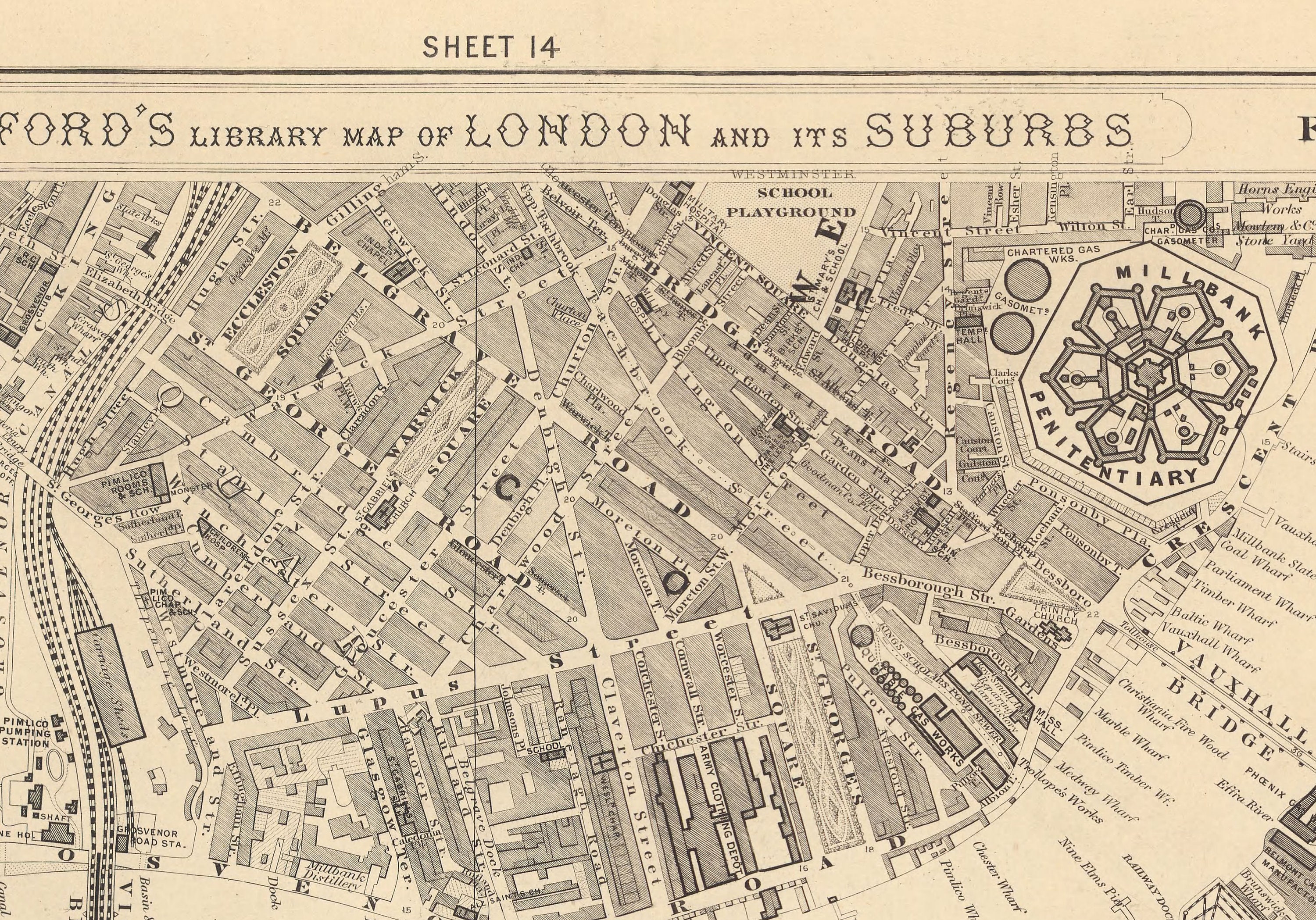 Old Map of South London in 1862 - Battersea, Chelsea, Oval, Stockwell ...