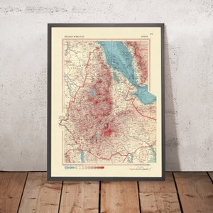 Old Map of Ethiopia, 1967: Addis Ababa, Simien Mountains, Blue Nile River, Ethiopian Civil War, Detailed Political and Physical Map