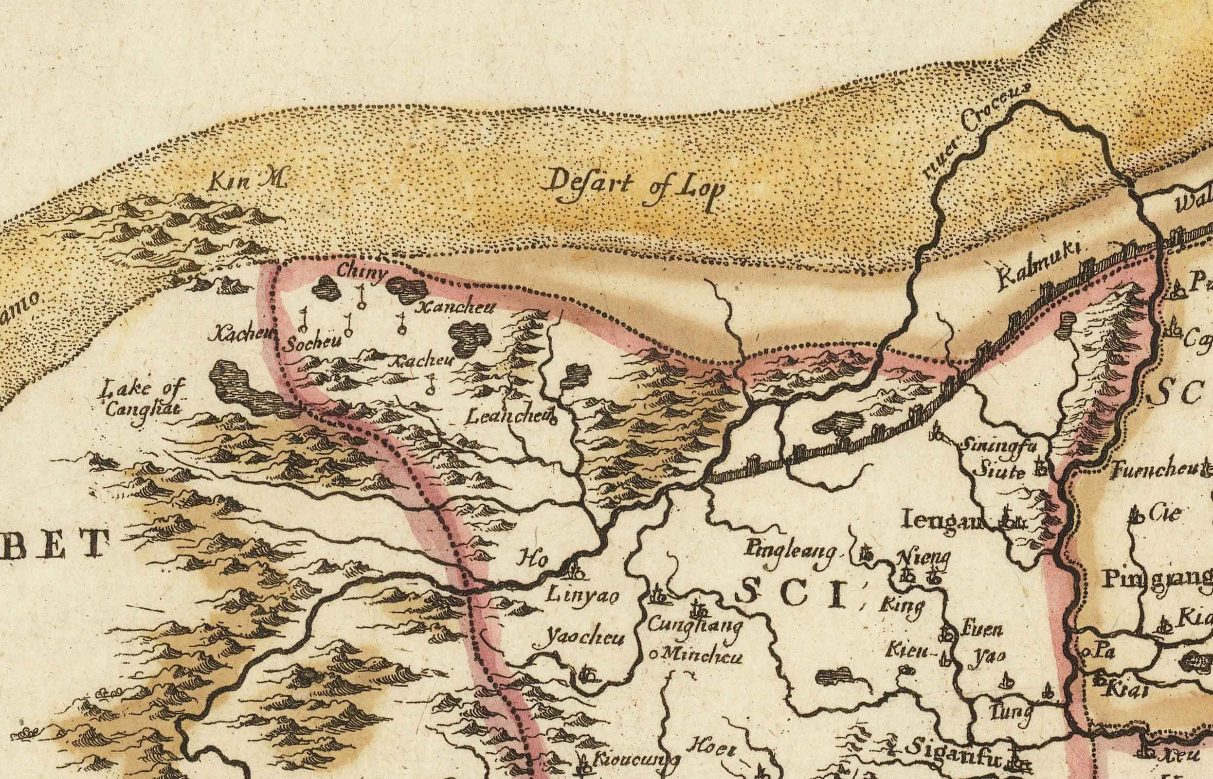 Old Map of China and East Asia, 1669 by Blome - Great Wall, Cantons ...