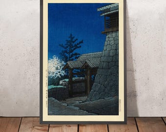 Tonashi Gate Matsuyama Castle by Hasui Kawase 1935