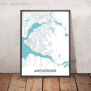 Modern City Map of Anchorage, AK: Downtown, Airport, Port, Mountains, Parks