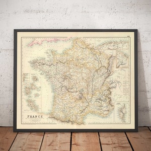 Ancienne carte de France et de ses possessions étrangères, 1872 par Archibald Fullarton - Algeria, French Guyana, Corsica, The Alps, Martinique
