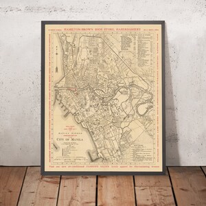 Old Map of Manila by YMCA & US Army, 1938: Intramuros, Ermita, Quiapo, San Miguel, Binondo, Pandacan