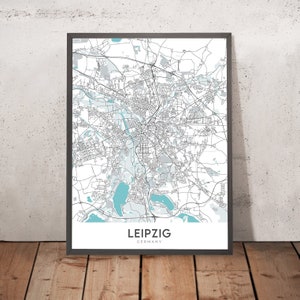 Modern City Map of Leipzig, Germany: Zentrum, Leipzig Hauptbahnhof, Bundesautobahn 9, Leipzig University, St. Thomas Church