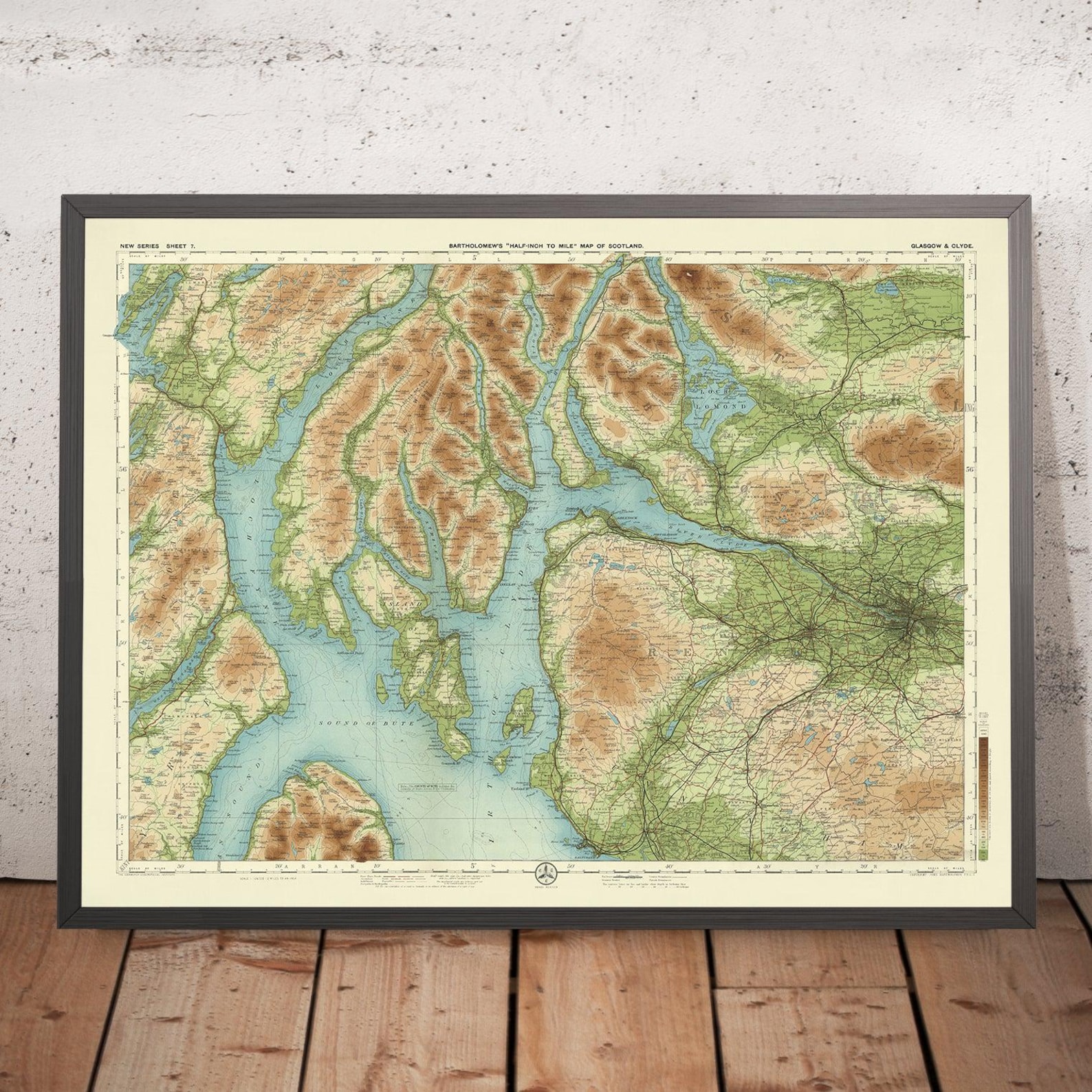 Old OS Map Of Glasgow Clyde By Bartholomew 1901 Loch Lomond Firth old-os-map-of-glasgow-clyde-by-bartholomew-1901-loch-lomond-firth