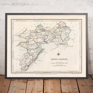 Old Map of County Offaly (King's) by Samuel Lewis, 1844: Tullamore, Birr, Banagher, Clara, Edenderry