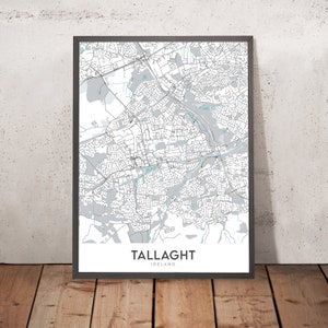 Modern City Map of Tallaght, Ireland: Tallaght Stadium, The Square, Tallaght Hospital, M50 Motorway, N81 National Route