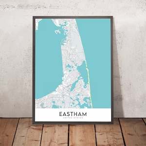 Modern City Map of Eastham, MA: Nauset Light Beach, Coast Guard Beach, First Encounter Beach, Fort Hill, Rock Harbor