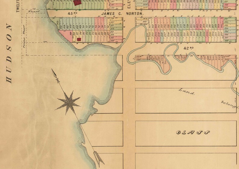 Old Map of Hell's Kitchen & Midtown West NYC 1872 - Etsy