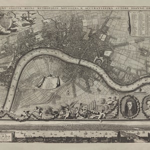 Rare Old Map of London in 1690 by Joannes De Ram Framed or Unframed