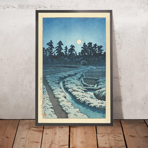 川瀬巴水作「あやしの満月」1935年 - Etsy 日本