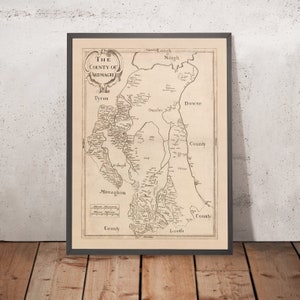 Old Map of County Armagh by Petty, 1685: Armagh, Lough Neagh, Charlemont, Portadown, Lurgan