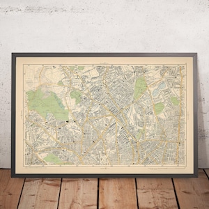 Old Map of North-Central London, 1900: Hampstead Heath, Camden, Highgate, Finsbury Park, Stoke Newington