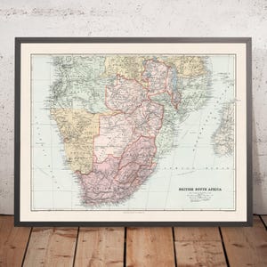 Old Map of British South Africa, Stanford, 1904: Cape Colony, Transvaal, Bechuanaland, Rhodesia, Central Africa