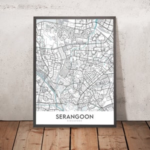 Modern City Map of Serangoon, Singapore: Chomp Chomp, Gardens, River, Maplewood Park, Upper Serangoon Road