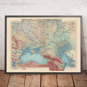 Old Map of Southern USSR and Eastern Europe, 1967: Detailed Political & Physical Map