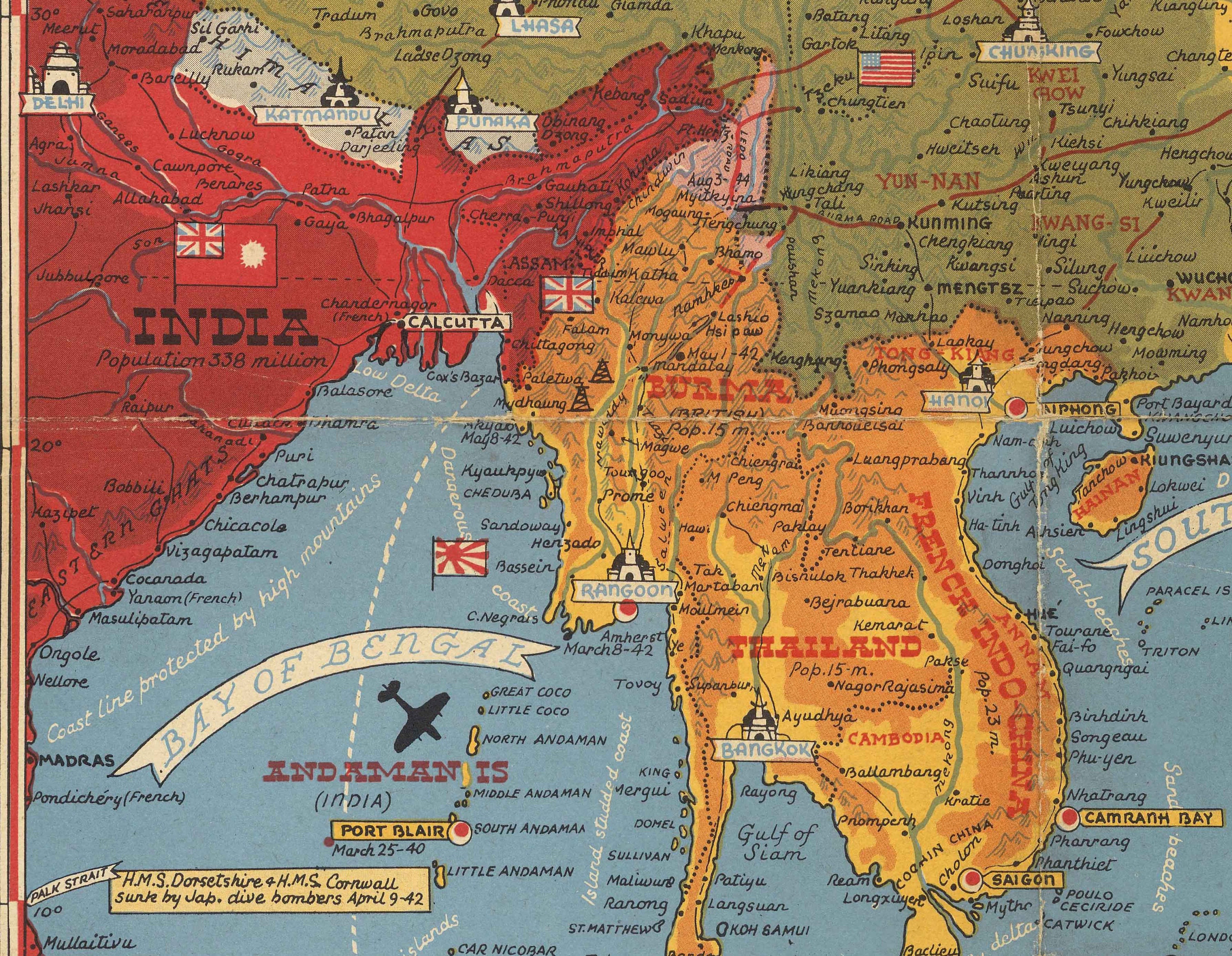 Old World War 2 Map of the Pacific and Tokyo in 1942 by Stanley Turner ...