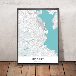 Modern City Map of Hobart, Australia: Sandy Bay, Battery Point, St. David's Cathedral, Tasmanian Museum, Hobart Cenotaph
