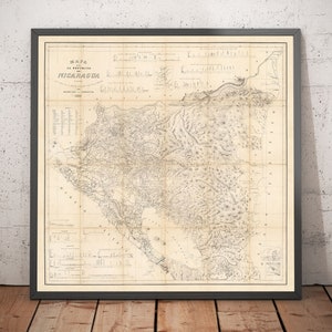 Alte Karte von Nicaragua um 1863 von Sonnestern - Managua, Leon, Chinandega, Esteli, Nicaraguasee
