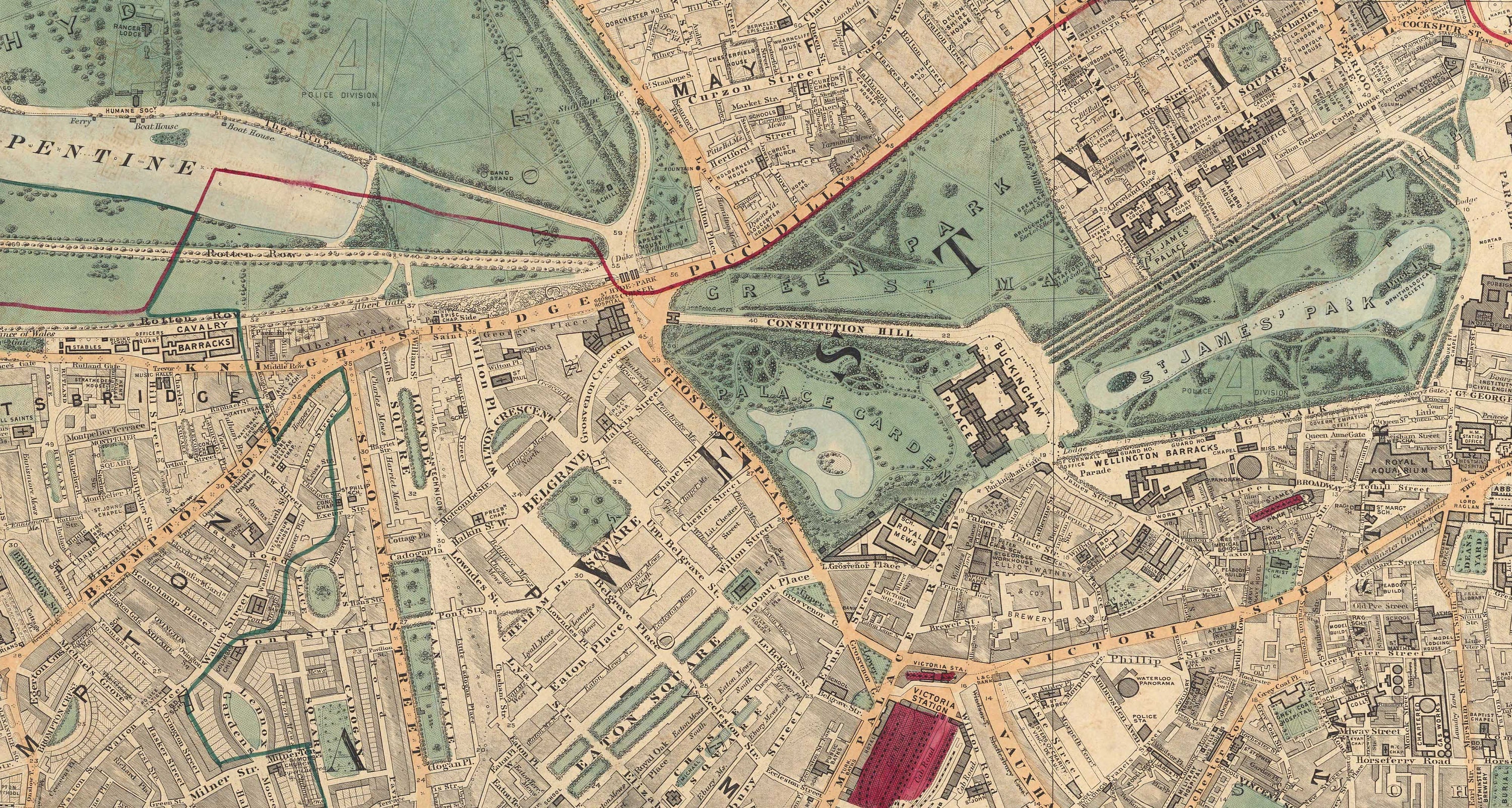 Wc1 Postcode Map Old Map of Central London, 1891 - Mayfair, Oxford Street, Westminster ...