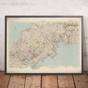 Old Ordnance Survey Map, Sheet 143 - Truro, 1919-1926: Newquay, St Austell, Roche, Bodmin, River Fal, Carn Brea Hill, and Goss Moor