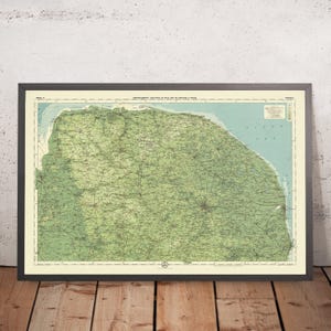 Old OS Map of Norfolk by Bartholomew, 1901: Norwich, Great Yarmouth, Thetford Forest, River Yare, Sandringham House, Blakeney Point