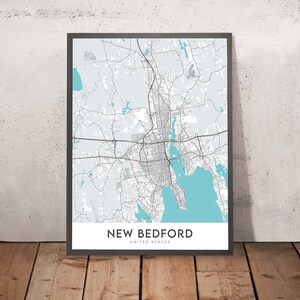 Modern City Map of New Bedford, MA: Downtown, North End, West End, South End, East End