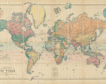 スタンフォードによる古い世界地図、1866年 - 傑作ヴィンテージ地図帳