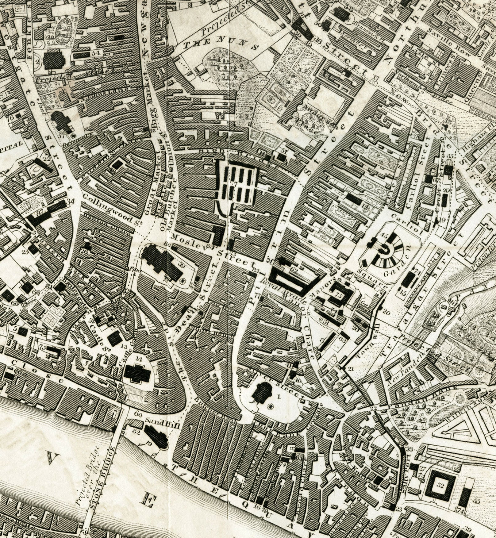 Old Map of Newcastle Upon Tyne and Gateshead by Thomas Oliver Etsy UK