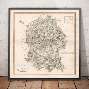 Alte Karte von Wiltshire im Jahr 1801 von John Cary - Swindon, Salisbury, Marlboro, Stonehenge, Trowbriege