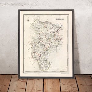 Old Map of County Kildare by Samuel Lewis, 1844: Naas, Athy, Maynooth, Newbridge, Curragh