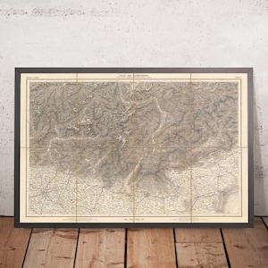 Old Map of Southeastern Alps by Mayr, 1874: Switzerland, Italy, Milan, Verona, Lake Garda, Como