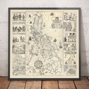 Old Map of the Philippines in 1734 by Pedro Murillo Velarde - Luzon, Manila, Mindanao, Palawan, Bisayas, Sulu Archipelago