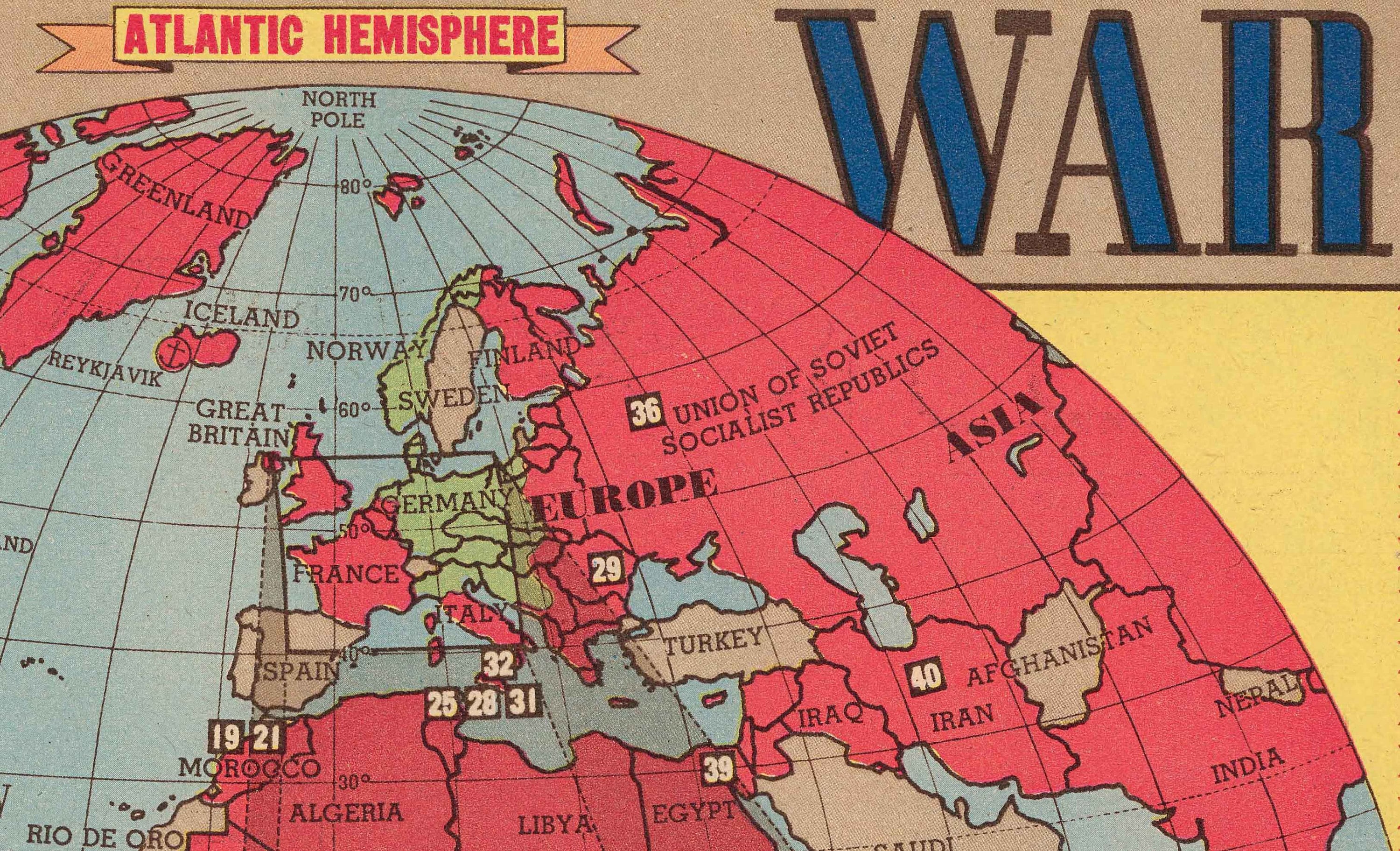 Old World War 2 Map 1945 3 Years of War by Etsy